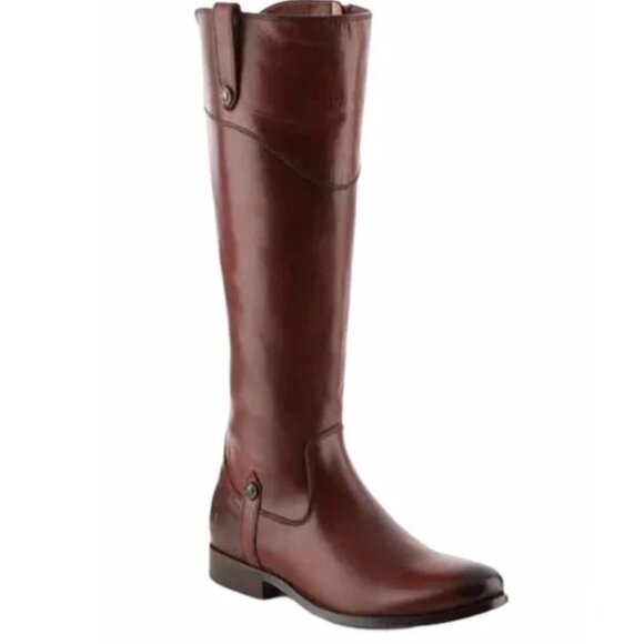Fye Melissa Tab Tall Boots Boot Leather Riding Equestrian Redwood Brown Size 7 - Picture 1 of 9